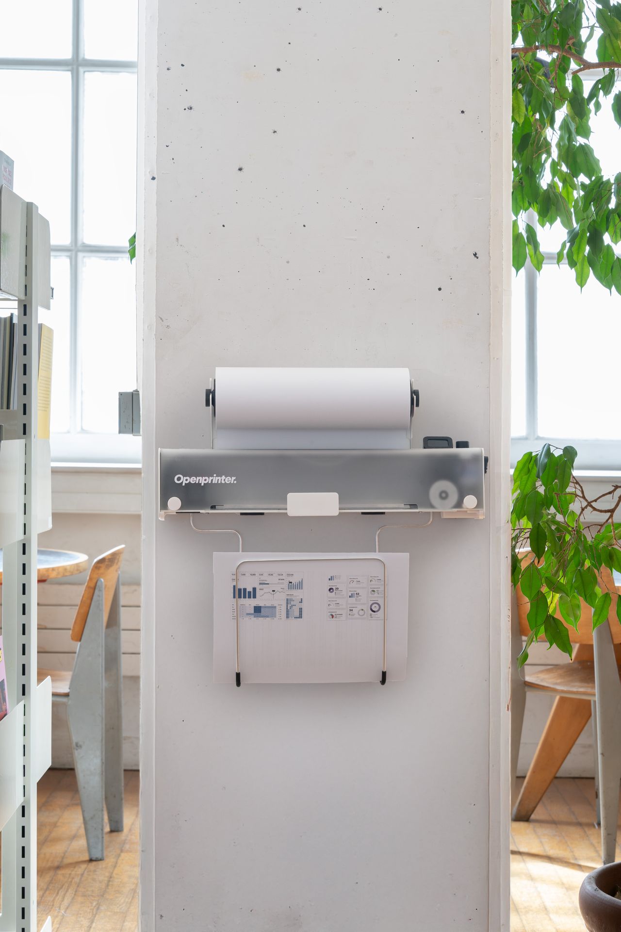 open printer on wall